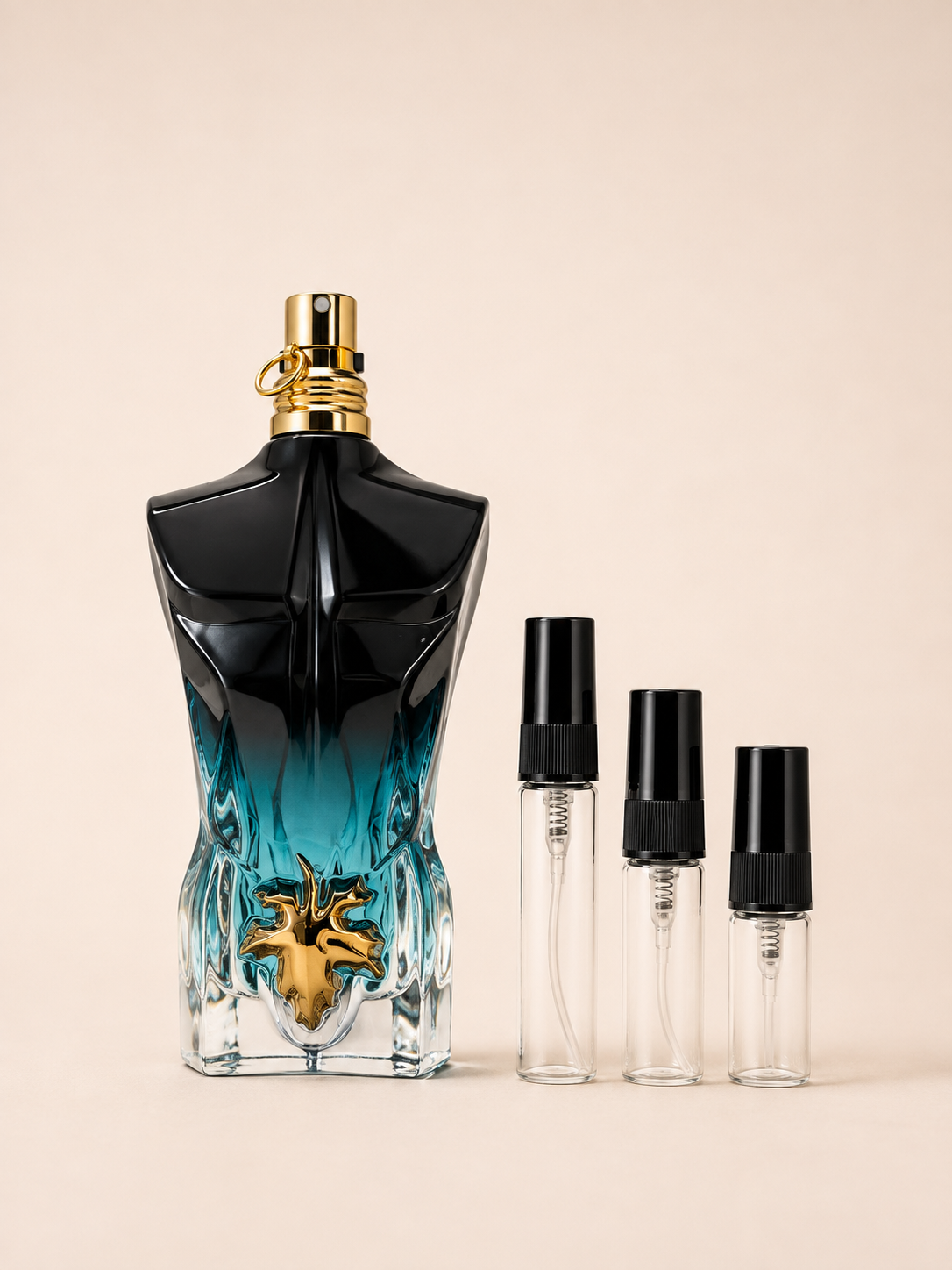 Jean Paul Gaultier Le Beau Le Parfum -pullo ja 2, 3 ja 5 ml tuoksunäytteet